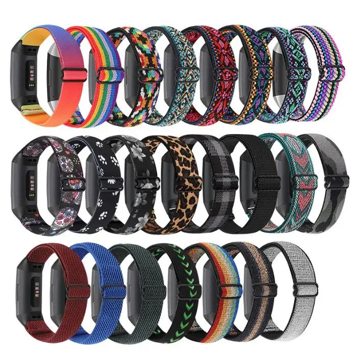 for Fitbit Charge 5 Nylon Stretch Elastic Watch Band Sport Solo Loop Strap