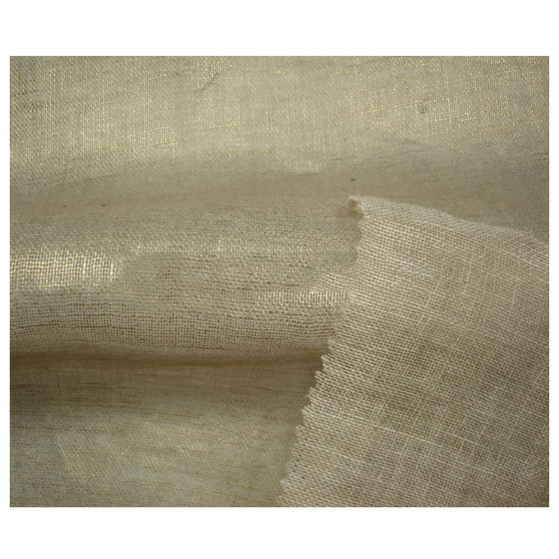 light weight natural watercolor linen metallic gold foil fabric