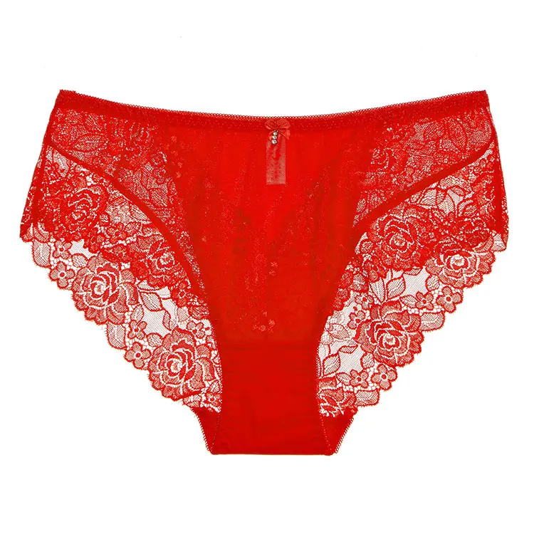 
High Quality Woman Wearing Sexy Lace Transparent Breathable Plus Size Lingerie panties 