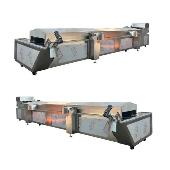 1t Hour Industrial Automatic Half Fried Long Cassava Fries Frying Machine Continuous Semi-fried Cassava croquettes Linear Fryer