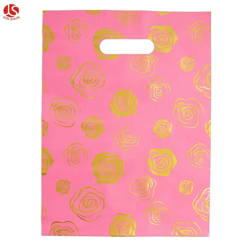 9x12 Золотая Роза цвета: золотистый принт товаров Глянцевая пакеты для розничной торговли полиэтиленовые Изысканная Подарочная сумка покупок