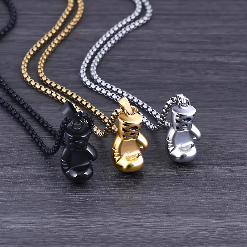 Personalized Boxing Gloves Pendant Necklaces Stainless Steel Necklace Sport Accessories Jewelry For Men