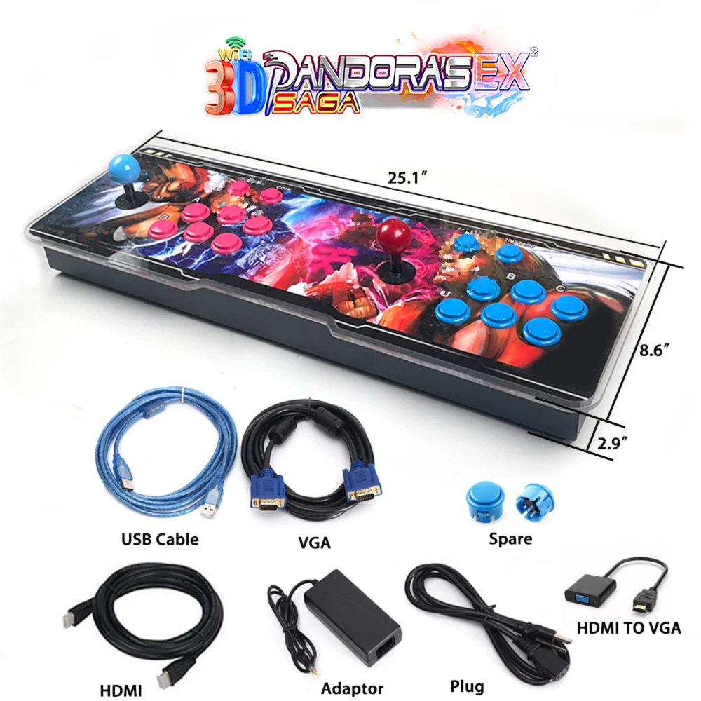 8000 in 1 Retro Games with 3D WiFi Market Arcade Game Box 1-4 Players Console Pandora Saga EX2 Support add / online games