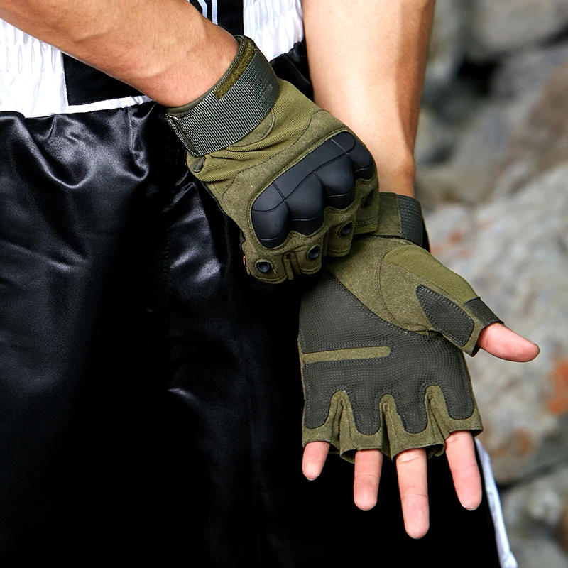 Synthetic Leather Hard knuckle Protective Police Equipment Military Tactical Hunting Shooting Gloves