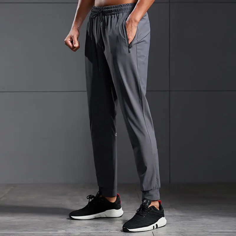 2021 new quick dry running pants men sport leggings pants high elastic gym fitness trousers zipper men running training pants