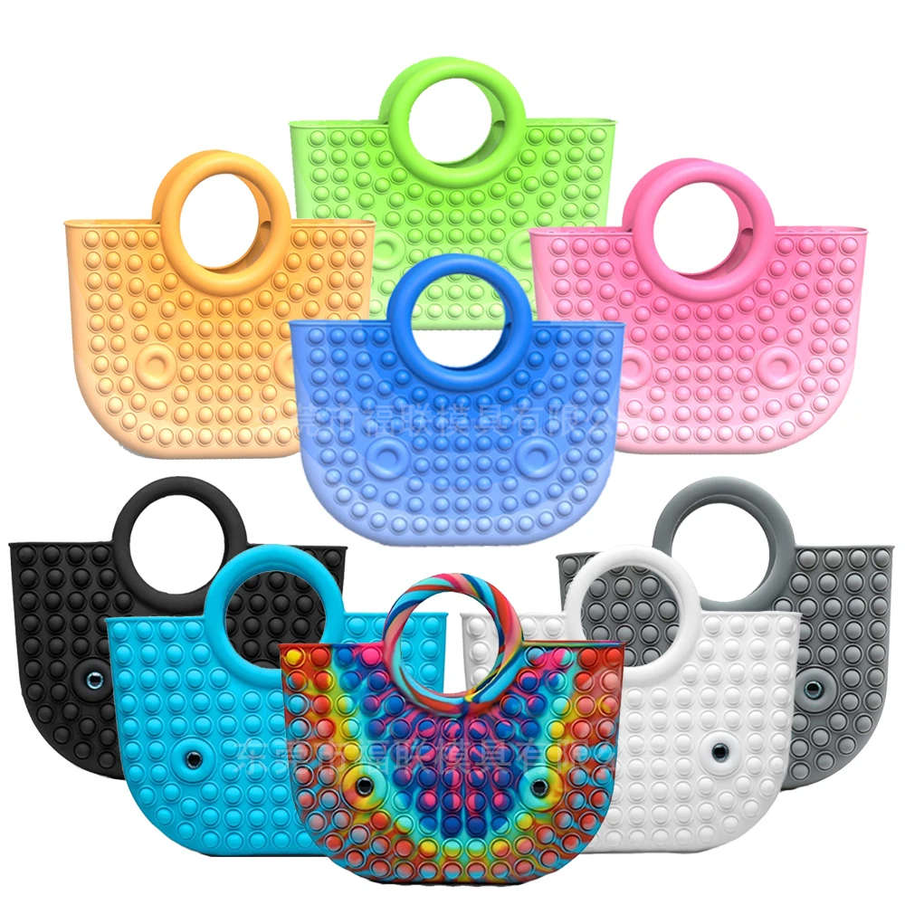  New Product Push It Pop Fidget Toys Handbags And Purses For Women Fashion Ladies Silicone Top Handle Satchel Shoulder Tote