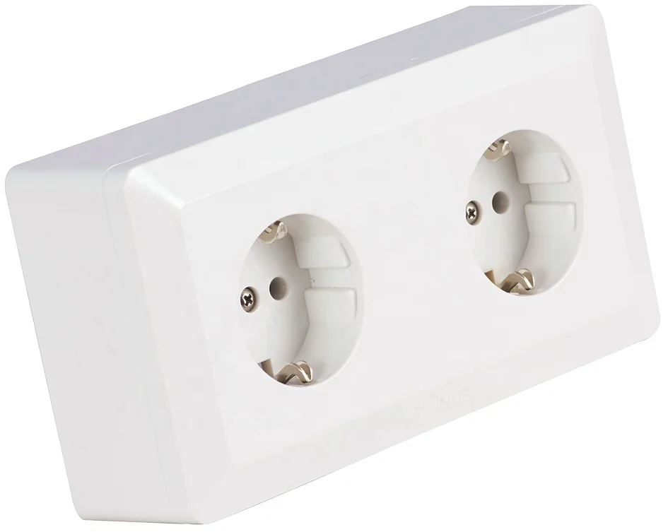 CZ216PS Double Socket 250V 16A IP20 Surface Type DIN European Sockets for Marine Application