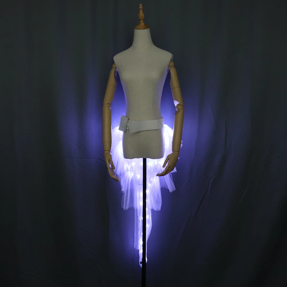LED Ballet Skirt for Women Sexy Black Swan Mesh LED Costume Dance Clothes Performance Wear for Adults One Size Fits All
