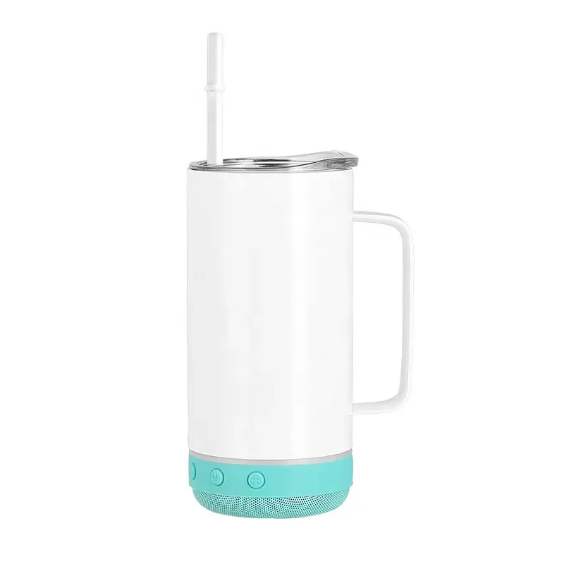 New design stainless steel 14oz/20oz blanks speaker tumbler sublimation music cup with lids