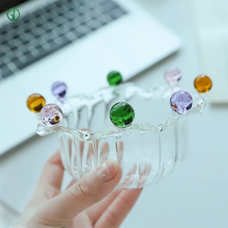 Creative Crown Fairy Bowl borosilicate glass heat resistant glass Bowl Colorful Dessert salad oatmeal yogurt Ice cream bowl