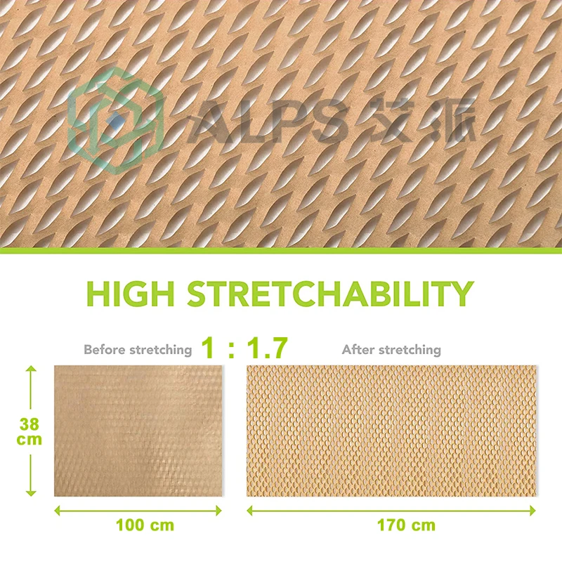 
Alps 80g buffered honeycomb paper manufacturer kraft machin paper wrap recyclable cushioning honeycomb paper 