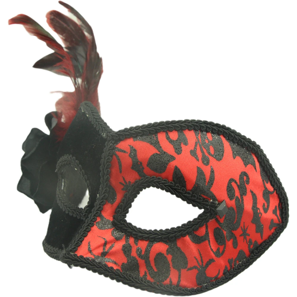 Halloween Beauty Ball Party Princess Masquerade Mask Sexy Women Dress Big Flower Eye Mask Venice Half Face Lily Feather Mask