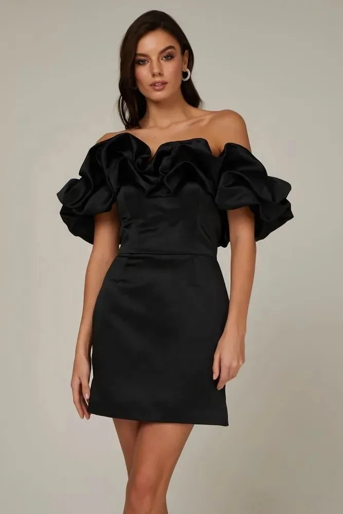 King Mcgreen star Casual Elegant Red One-shoulder Flower Stretch Short Dress Women Party Mini Dress