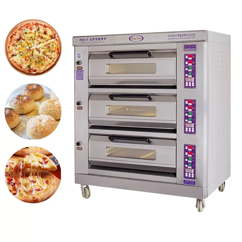 Lowest Price Commercial Electric Microwave 3 Deck 6 Tray Pizza Baking Bread Baking Oven