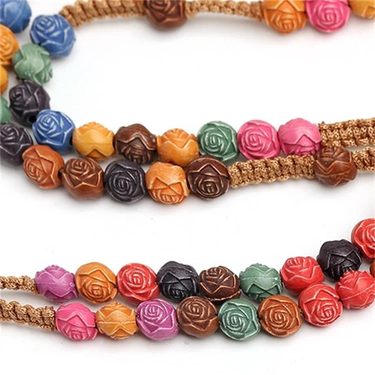 Rose Rosary Beads Islamic Muslim Jesus Christian Women Jewelry Decorations Gift Cross Pendant Plastic Prayer Beads Necklace