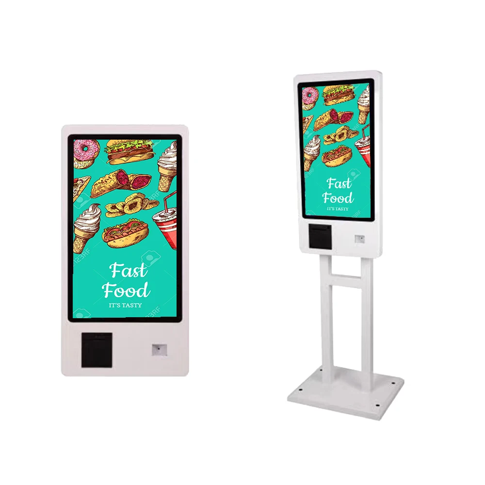 OEM Android Windows touch screen order payment machine NFC card reader QR scanner POS slot self ordering kiosk in restaurant
