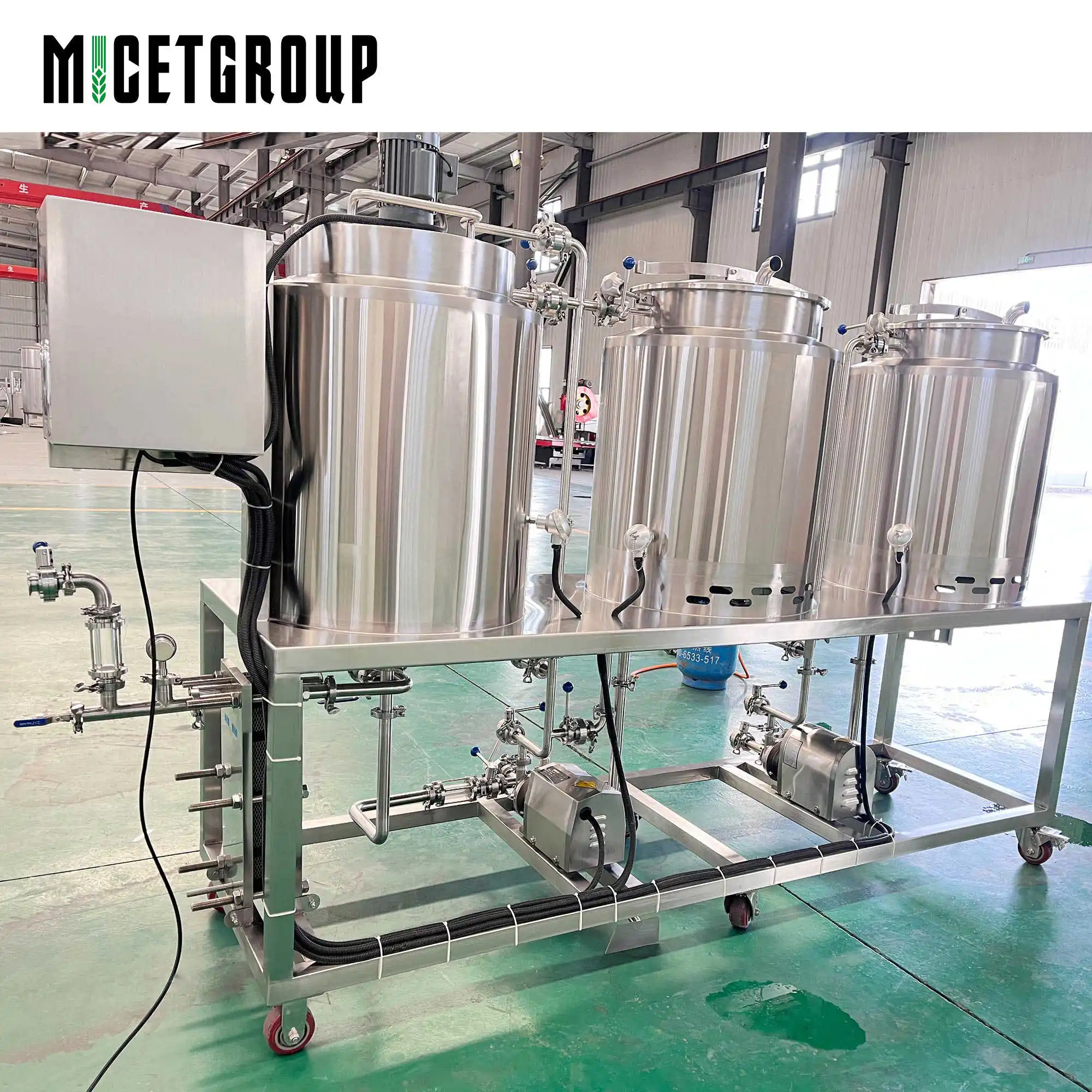 100L direct fire heating 3 vessel brew kettle home brewing system nano brewery gas heating craft beer brewing equipment