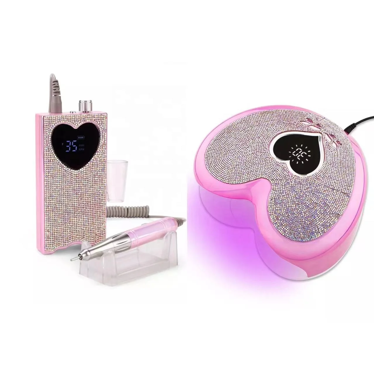 35000rpm Cordless Rechargeable Nail Drill Nail Lamp 96w Nail Set Kit With Uv Lamp And Drill
