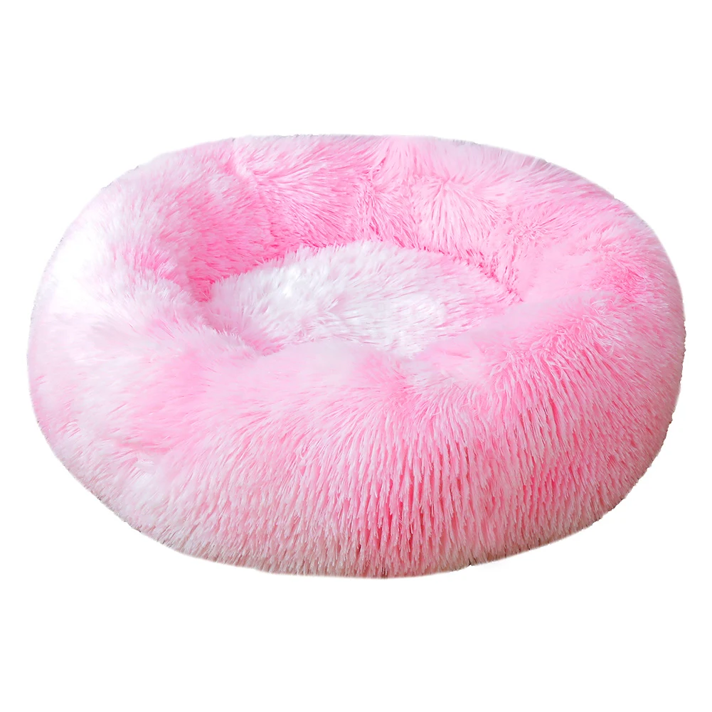 Anti Anxiety Long Faux Fur Super Soft Fabric Dog Bed Comfortable Donut Round Dog Bed Washable Pet Cushion