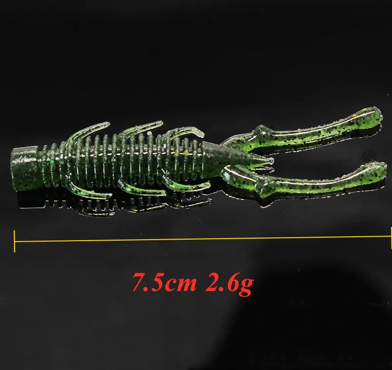 10 pieces Soft artificial worm lures TPR 65mm 75mm Shrimp fishy smell Luminous Flexible Bait Swimbait MaggotsJigging Wobblers