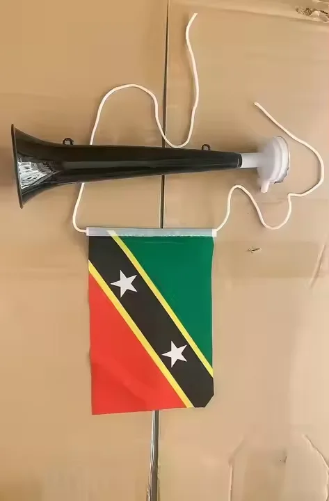 Custom Creative Design Noise Makers Plastic Toy Trumpet Sporting Games Football Horn Blow Whistles With National Flag