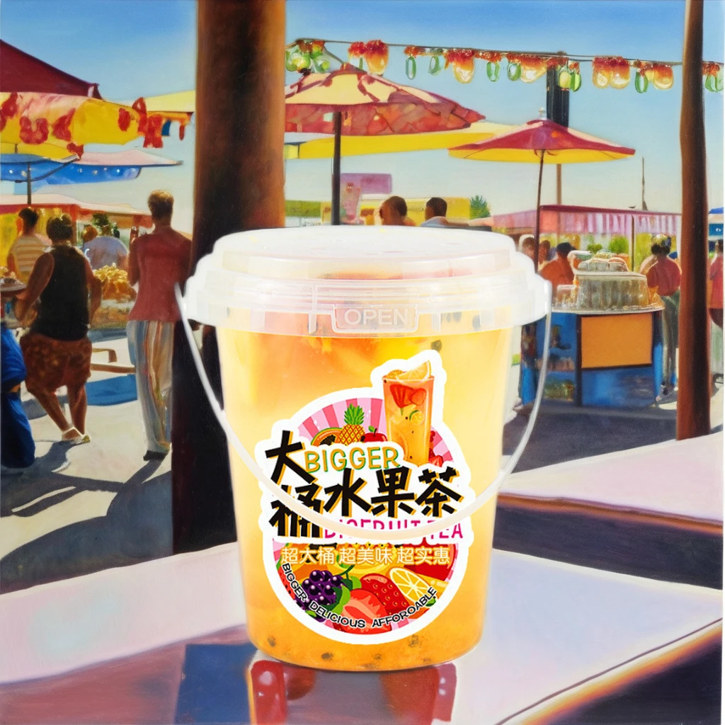 700ml Factory Price Fruit Portable Bucket Disposable Large Capacity Juice Drink Cups Bubble Tea Transparent Plastic Cup with Lid