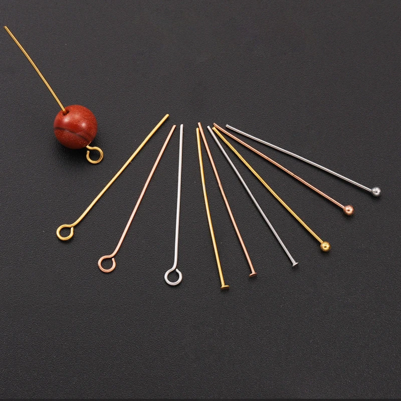 Wholesale Stainless Steel 18k Gold Plated Nine-Pin T-Pin Bead Head Pin Needles Connectors Pin for Handmade Beaded Jewelry