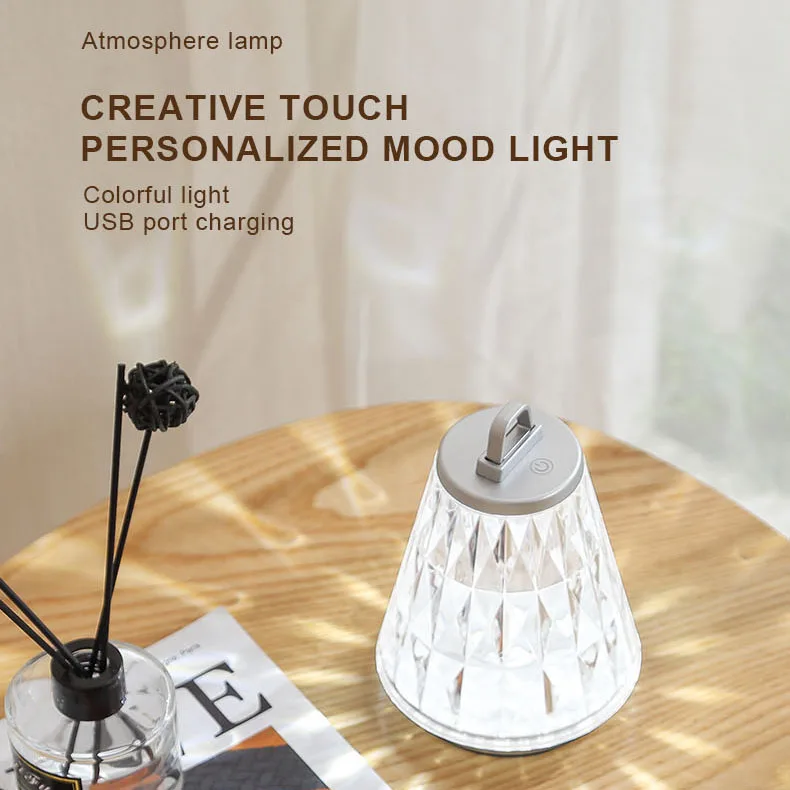 New Product Outdoor Beside Modern Luxury Crystal Wholesale Portable Rechargeable Cordless Design Touch LED Table Lamp Restaurant