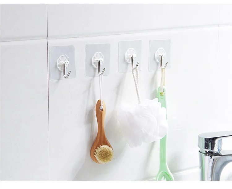 Brand New Transparent Reusable Seamless Wall Hooks Waterproof Oil Proof Heavy Duty Self Adhesive Hanger for Bathroom Kitchen