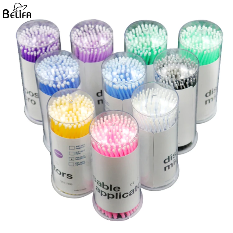 Disapoable applicator 100pcs motor carbon fiber tip dental mascara wands makeup tools for eyelash extension pink micro brushes