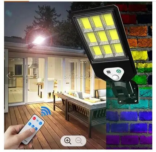 Led Solar Street Lights Outdoor, Remote Control Solar Parking Lot Lights Wireless Ip65 Motion Sensor Wall Lights with 3 Modes