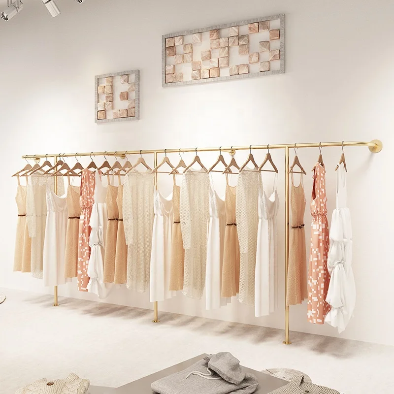 Hot Sales Customize wall-mounted clothing rack for garment shop clothes display racks for boutique Advertising Equipment