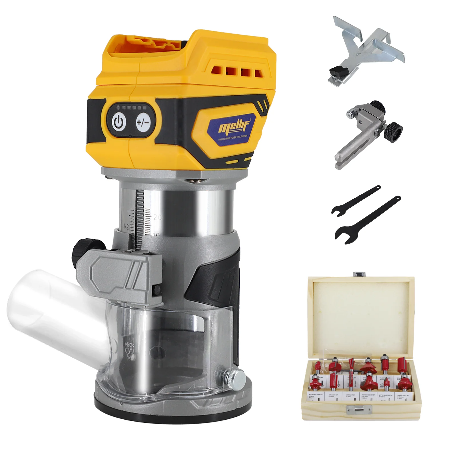 Mellif Cordless Compact Trimmer Router, Brushless motor for DEWALT 20V MAX Battery(battery not included)