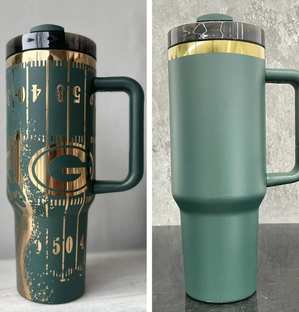 Christmas Style Mirror Gold Plated 40oz Powder Coated Mug For Laser Engraving Double Walled Stainless Steel Water Bottle