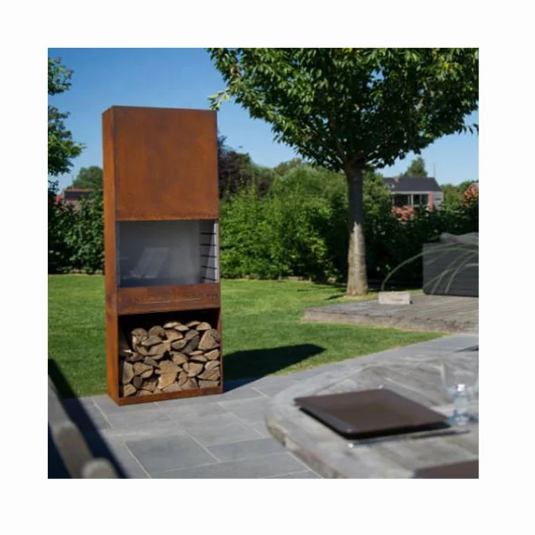 Custom Corten Steel Fire Pit Outdoor Charcoal Fire Pit Firehouse With Chimney Outdoor Garden Fire Pit Metal Fireplace