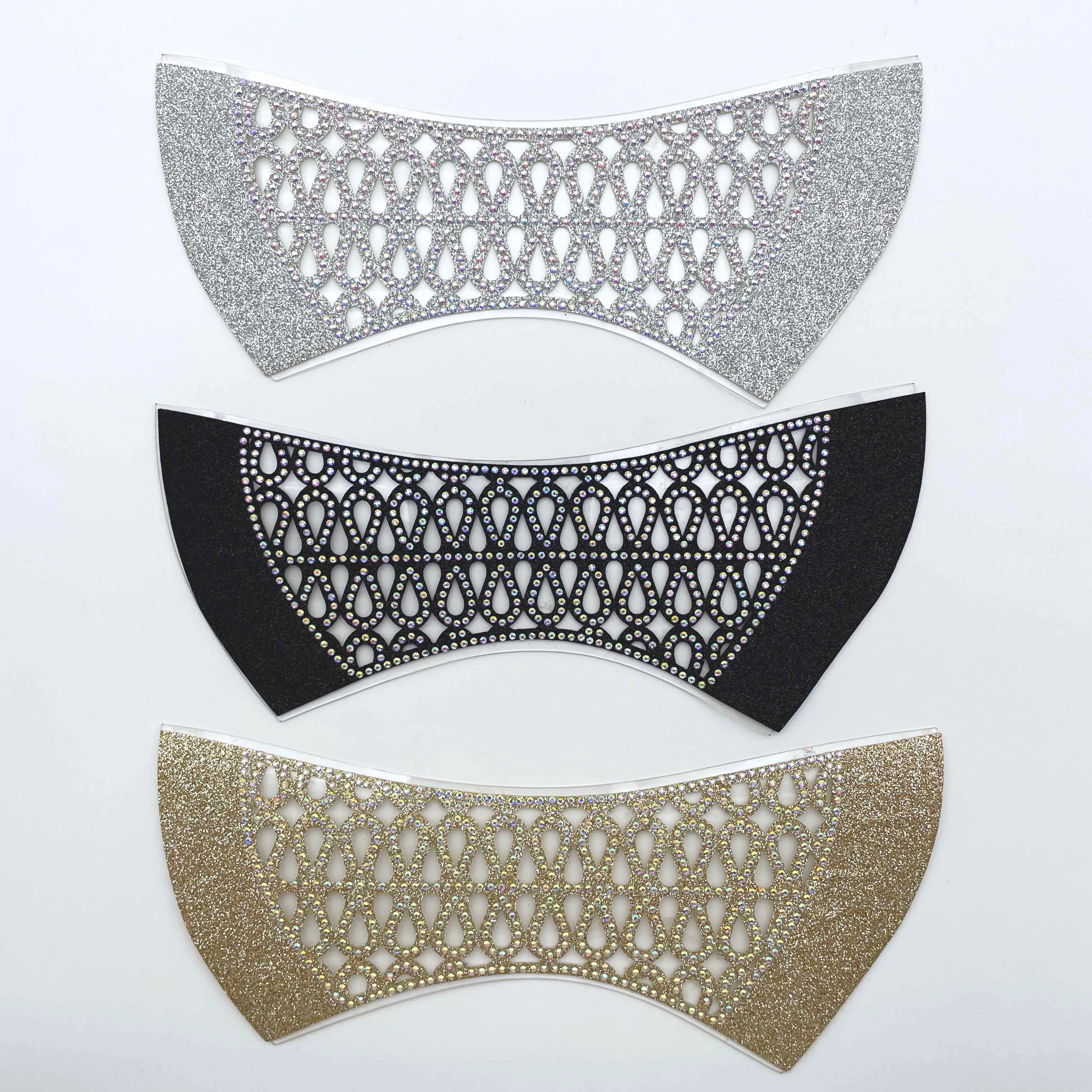 TPU / PVC film upper decorated with fine glitter gold powder and diamond