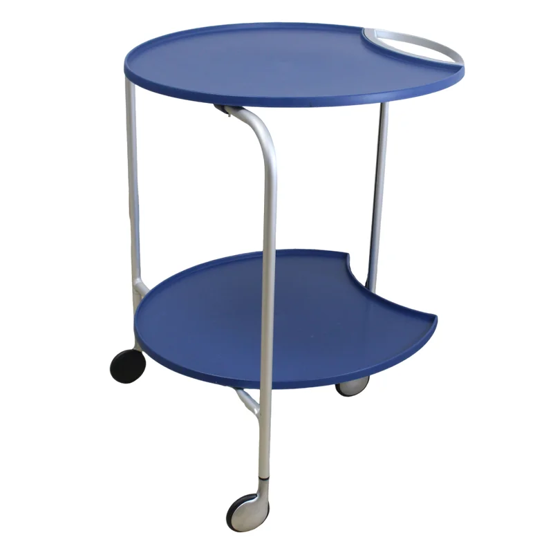 Versatile Blue Plastic Trolly Cart Double Layer Design for Efficient Home Office Storage