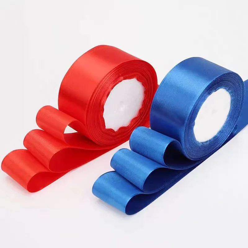Heye factory fast delivery 1inch 25 mm silk smooth wholesale single faced bright colors satin ribbon (1600682325183)