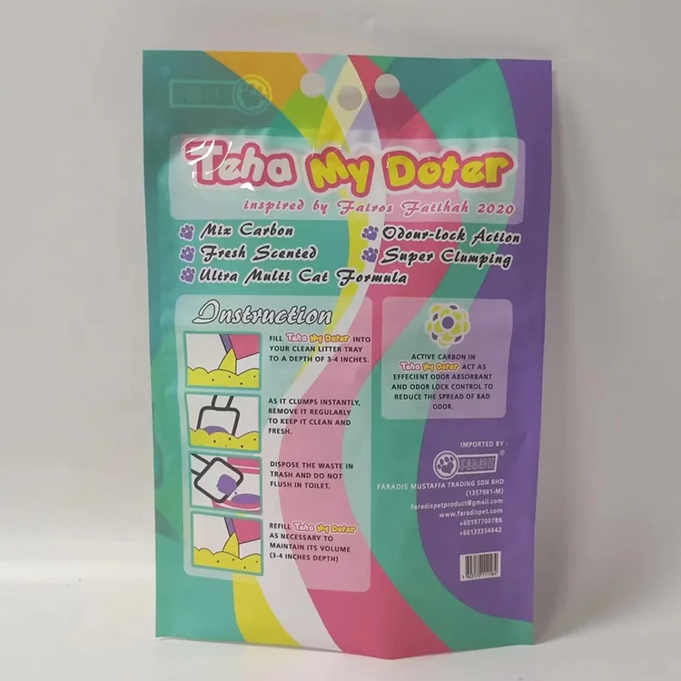 Custom Printed plastic pet dog food packaging, cat litter sand bags 2l 5l 6l 7l 10l  Cat Litter Packaging Bag