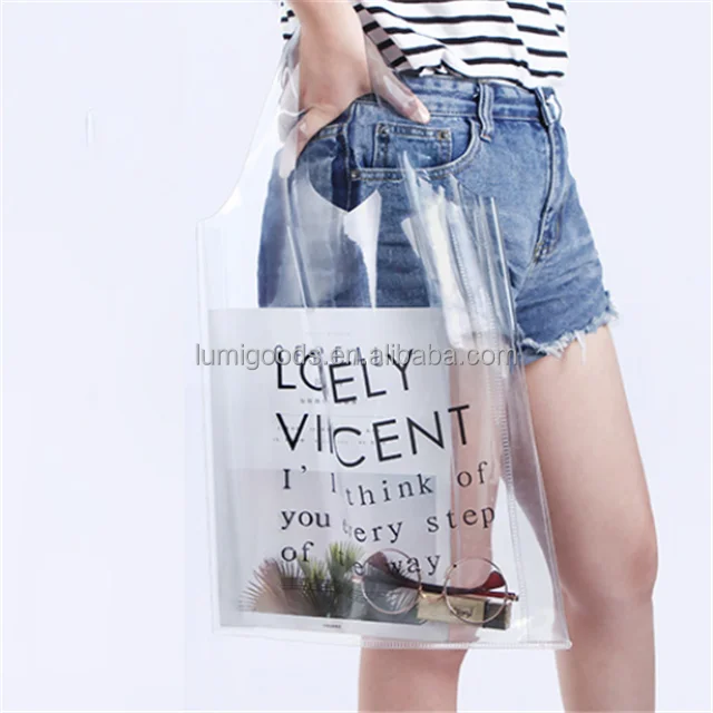 PVC Storage Handbag Customized Plastic Gift Bag Shopping Transparent Bag