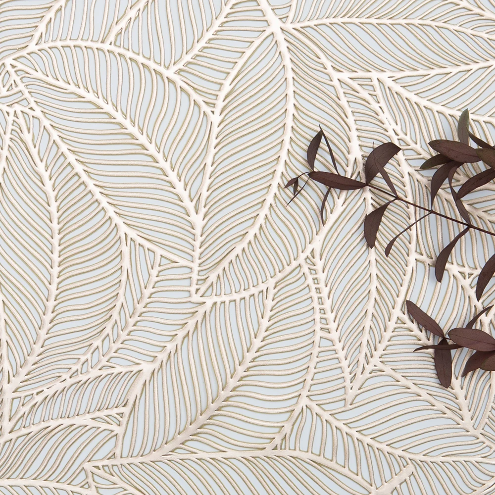 Оптовая продажа, роскошный золотистый коврик для стола с отверстиями под заказ, моющиеся коврики из ПВХ