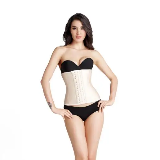 customs logo tag and customs materials latex waist trainer private label faja corset 9 steel bones big hooks