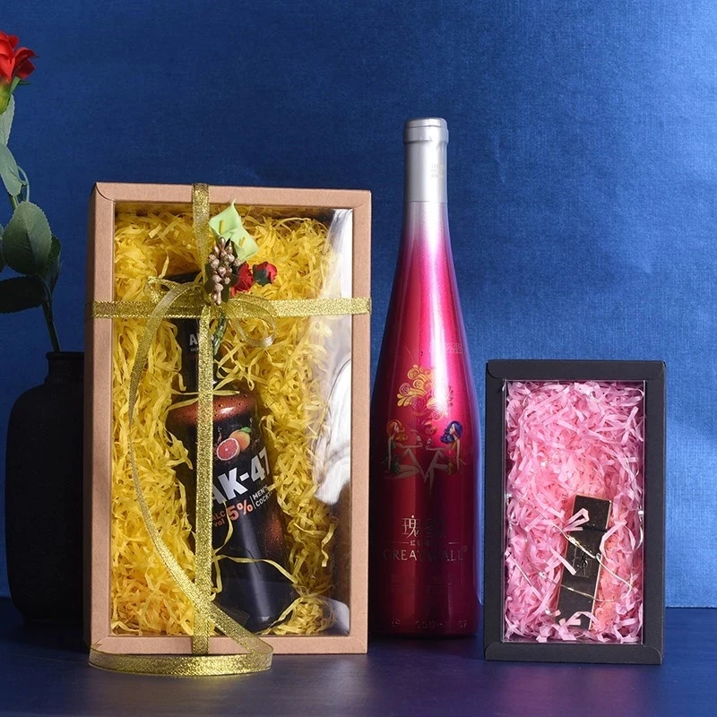 Folding Kraft Paper Box with Transparent PVC Window Gift Box Packaging Box candy favors arts&krafts display package