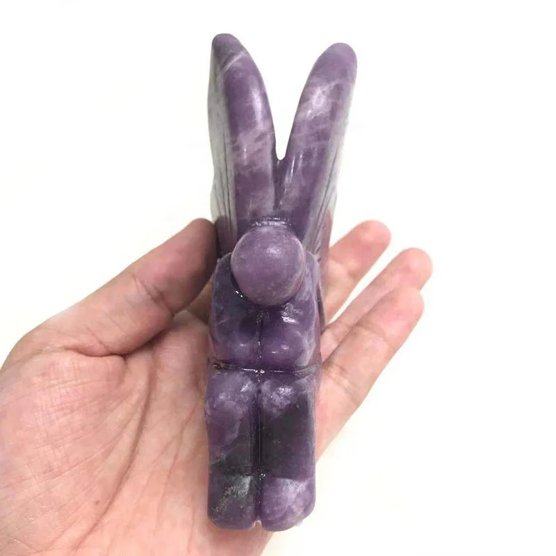 
Wholesale Hand Carved Natural Lepidolite Beauriful Faery Carving Crystal Carving For Decoration 