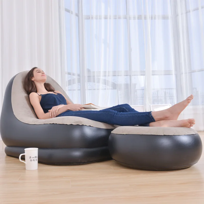 Lazy sofa fold recliner outdoor inflatable sofa bed with pedal comfort combination flocking sofa chair