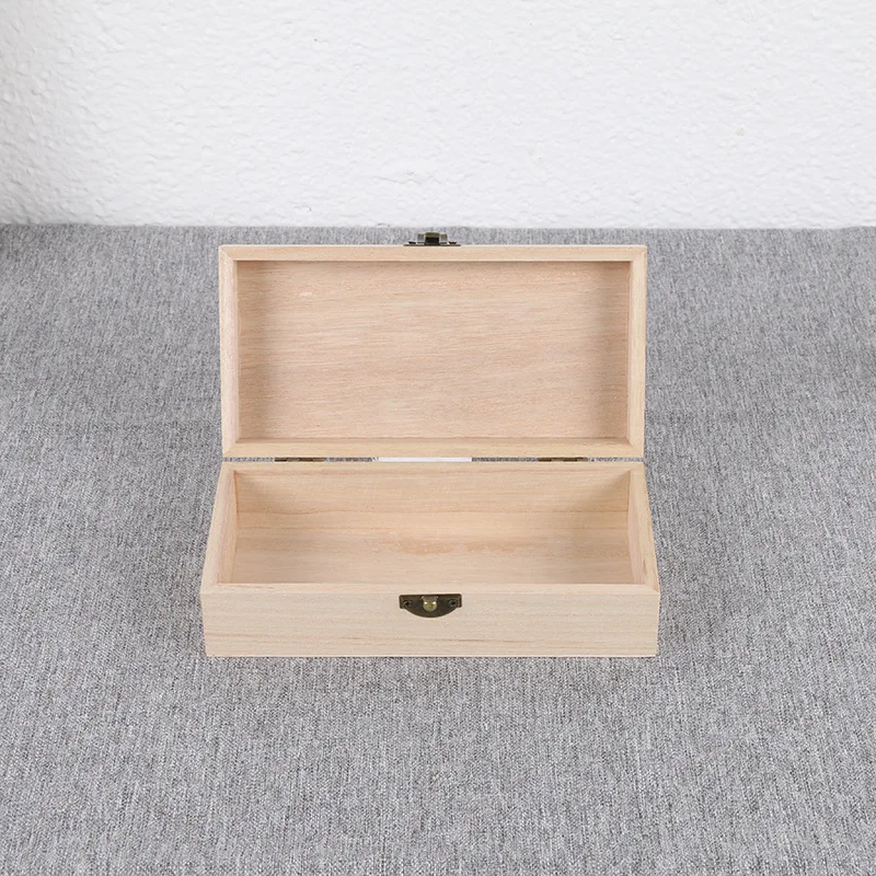 Custom LOGO Decorative Storage Box Wooden Ring Jewelry Box Wood Box With Hinged Lid