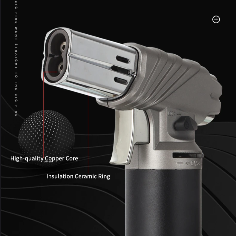 Gf908 custom logo double 2 metal focus fire blue flame gas torch lighter