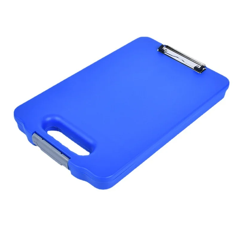 Custom logo File Clipboard A4 Plastic Nursing Folding Writing Board Metal Clip Board Storage  Plastic Box With Storage