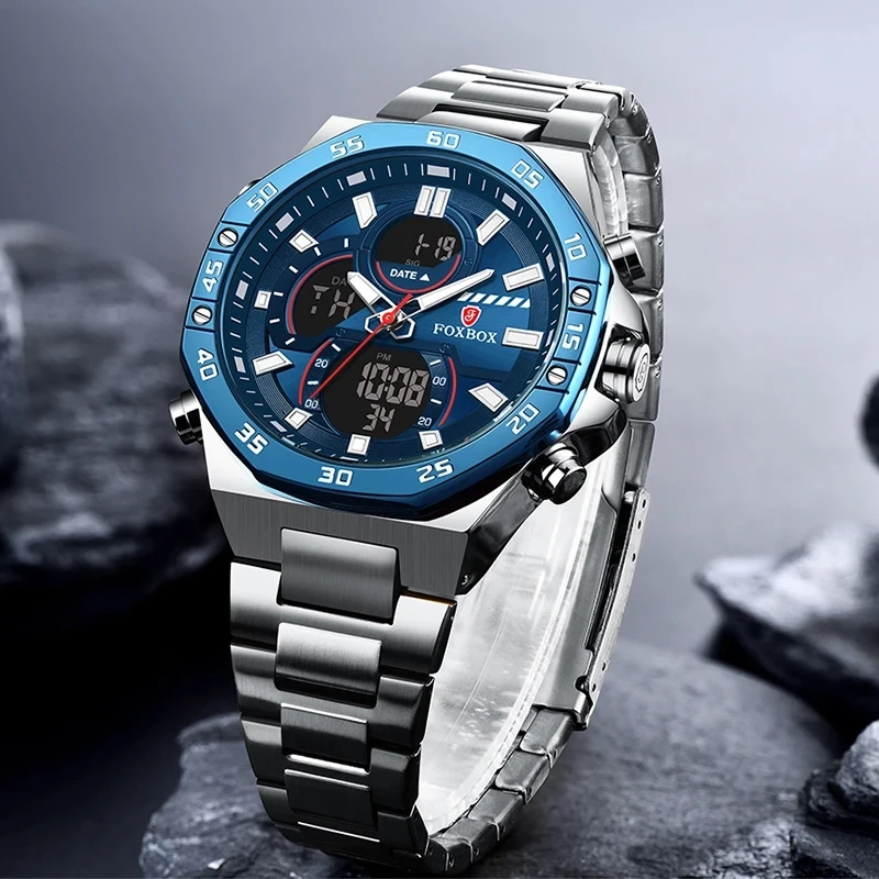 LIGE New Fashion Dual Display Watch For Men Casual Sports Chronograph Wristwatch Alarm clock Top Brand Luxury Quartz Man Watches