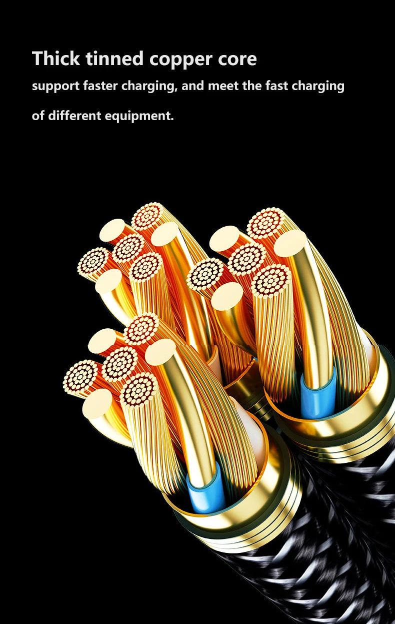 Free Sample 3 in 1 usb cable 100W  A to C   Cable Data Transmission For Mobile Phone